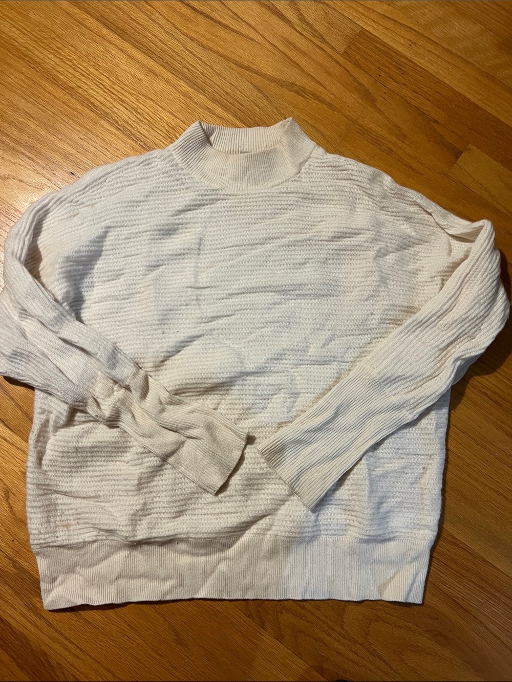 Rachel Zoe Cream Mock Neck Ribbed Sweater cashmere